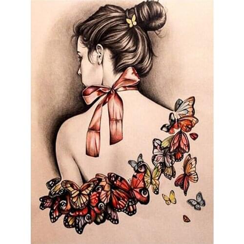 30*40cm 5D DIY Diamond Painting Cross Stitch Girl and butterfly Animals Diamond Embroidery Full Diamond Mosaic Needlework Crafts