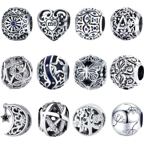 BISAER 925 Sterling Silver Love All Around CZ Beads Fit Charms Silver 925 Original Bracelet Beads & Jewelry Making berloque