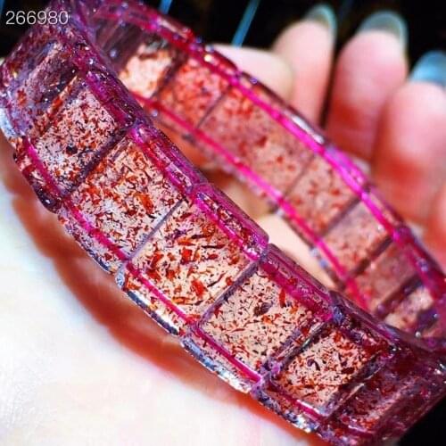 Genuine Natural Red Super Seven 7 Rutilated Quartz Bracelet 13x8.8x5.4mm Women Clear Rectangle Beads Bracelet AAAAA