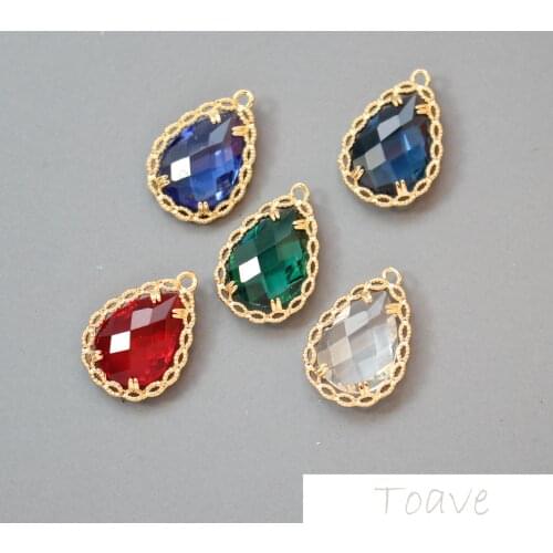 Maintains Color Copper Plated 18k Gold Water Droplet Man-made Diamond Single Hanger DIY Ear Stud Ear Stud Material Accessories