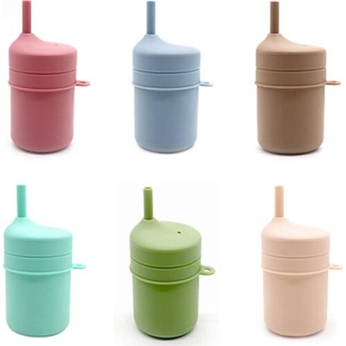 180ML Baby BPA Free Sippy Cup Food Grade Silicone Kid Toddler Feeding Tableware Learning Cups Soft Straws