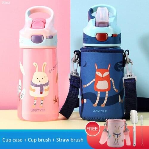 Children Plastic Water Bottle Bpa Free With Straw Cute Animal Drinking Bottles Outdoor Travel Anti-fall Sports Bottle For Kids