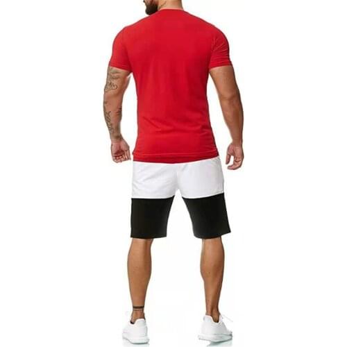Mens summer suit splicing short-sleeved suit mens casual sports suit quick-drying sports suit