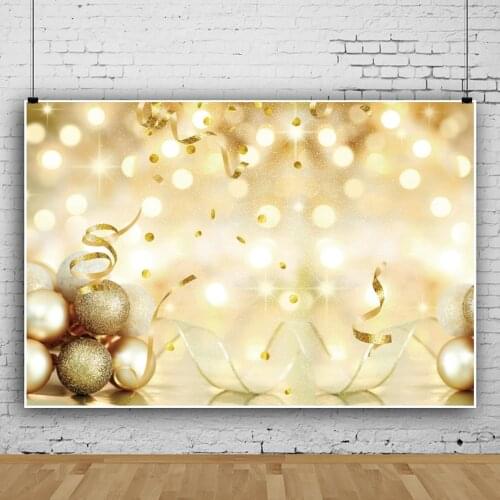 Laeaco Happy New Year Merry Christmas Festivals Fantasy Polka Dot Light Bokeh Ribbon Ball Poster Photo Background Photo Backdrop