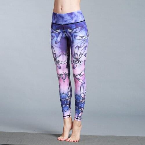 Colorful printing Women Yoga Pants High Waist Elastic Leggings Fitness Workout Running Sport Pants Trousers Casual Long Leggings