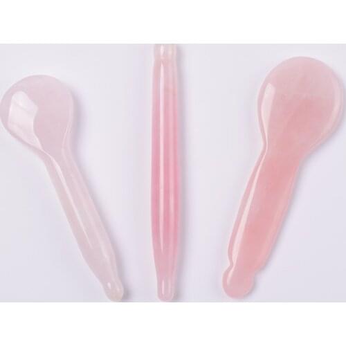 Rose Quartz Massagestick Natural Stone Eye Acupuncturepen Crystal Wand Jade Gua Sha Tool Face Care Beauty Pointed Stick Massager