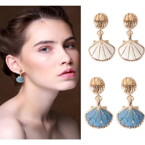 Fashionable popularity sell like hot cakes dripping glazed earrings sea wind restoring ancient ways shell earrings jewelry