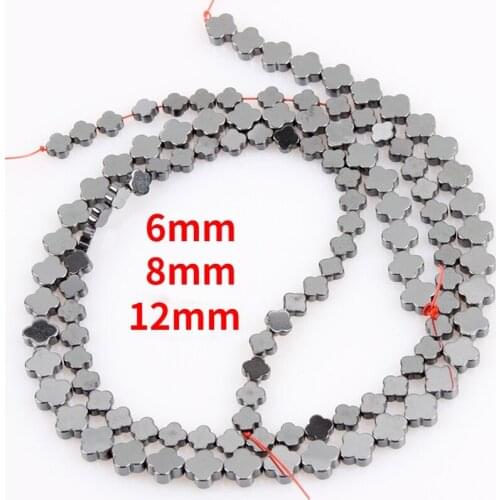 Natural Stone Hematite Four Clover Loose Beads 6-12 Lucky Ward Off Evil Spirits for Jewelry Making DIY Bracelet Necklace Earring