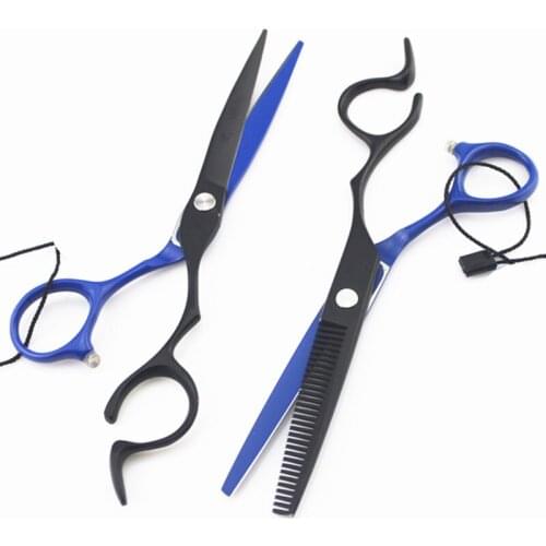 Professional Japan 440c steel 6 inch Blue hair scissors hair cutting salon barber makas thinning shears hairdressing scissors