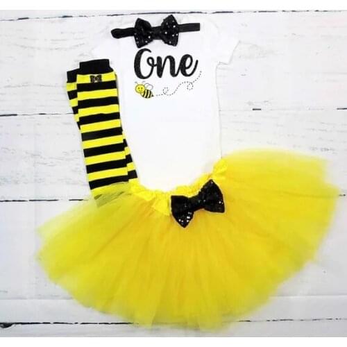 Personalize bee first girl birthday bodysuit onepiece Tutu t shirt legwarmers toodles Outfit set baby shower gifts