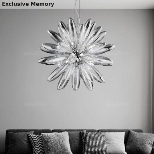 Postmodern Light Luxury Living Room LED Chandelier Nordic Style Dining Table Lamp Simple Glass Dining Room Chandelier Lighting