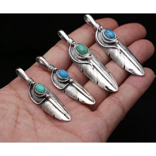 S925 Sterling Silver Jewelry Retro Thai Silver Takahashi Goro Handmade Simple Feather Male And Female Pendants