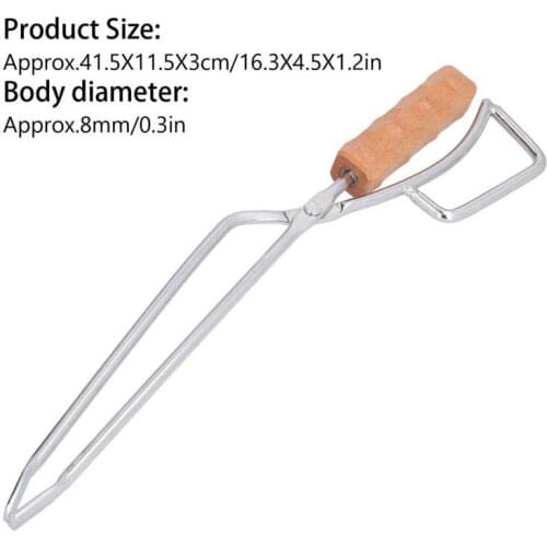 Log Tongs Beech Wood Handle Stainless Steel Clamp High Temperature Resistance Fire Tong for Outdoor Camping Kitchen Tool