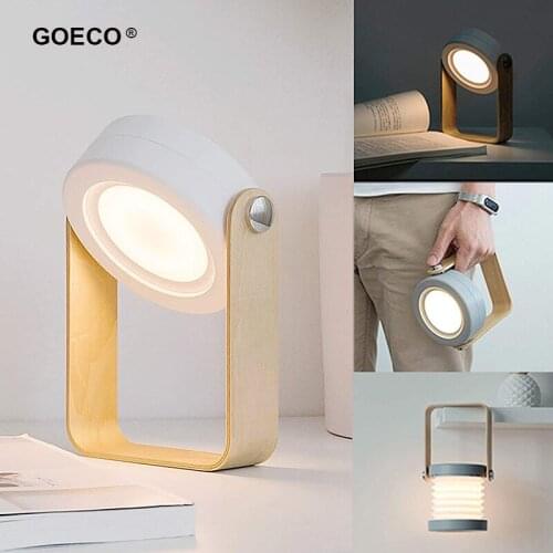 Foldable LED Night Light Wood Portable Lantern Lamp Bedroom Bedside Reading Lamp Children Kids Gift USB Rechargeable
