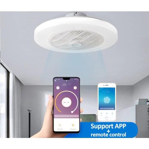 Modern LED ceiling fan with lighting app and remote control mute adjustable light speed living room ceiling chandelier