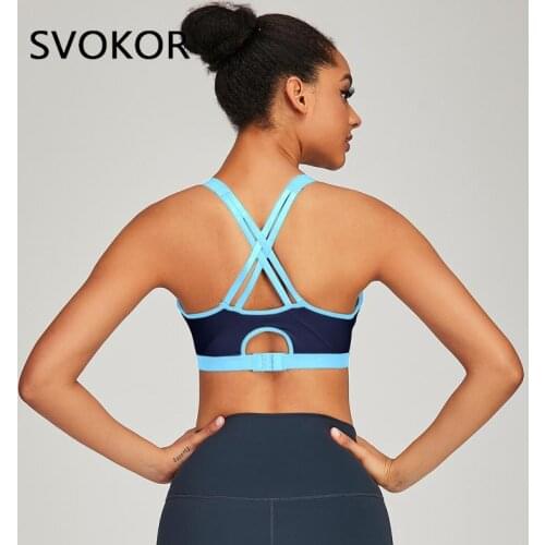 SVOKOR Sports Bra for Women Gym High Impact Plus Size Fitness Nylon Top Breathable Underwear Cross Back Workout Vest Zipper 4XL