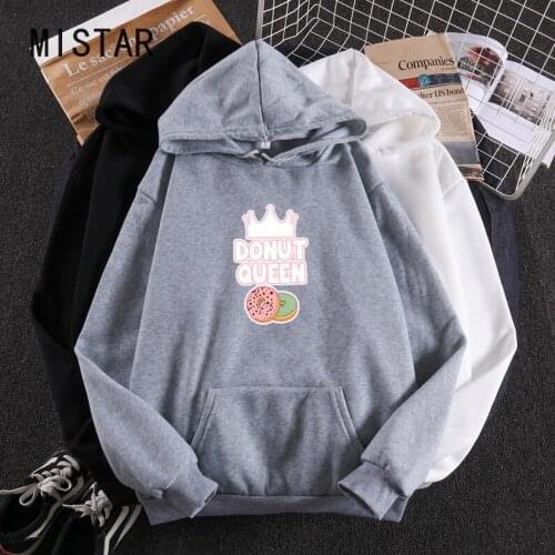 Cartoon Donut Queen Women Hoodies Hooded Sweatshirt Kawaii Streetwear Winter Women Fashion Tops Long Sleeve Clothes for Teens
