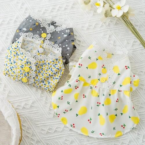 Spring Summer Dress for Small Dog Clothes Fashion Floral Print Dress Skirt Pet Puppy Dog Clothes Outerwear outfit Chihuahua