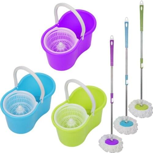 Rotating Mop With Double-drive Hand-pressed Thick Handle Microfibre Spin Mop Head Home Cleaning Tools Lazy Mop Accessories