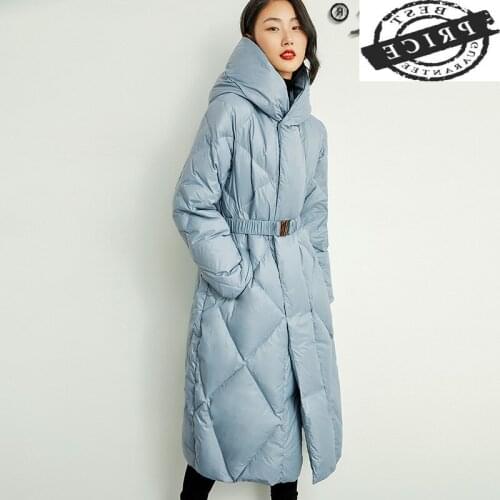 High Quality Womens Winter Down Jacket 20% White Duck Down Coat Long Parkas Woman Warm Hooded 2021 Mujer Chaqueta LW5aa2