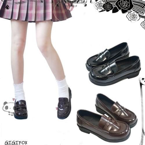 2021 Sweet Lovely Gothic Style Lolita Cosplay Black Brown Comfy Walking Shoes Women Loafers Footwear Chunky Heels
