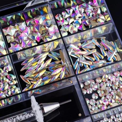 21 Grids Nail Art Decoration Kit Multi Shapes with Dual-ended Dotting Pen