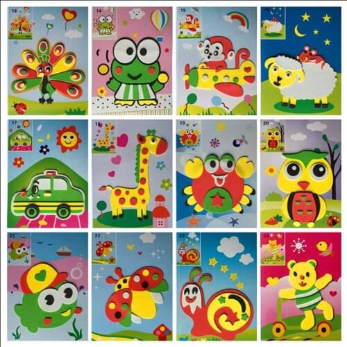 24 Designs/lot 13*17cm 3D Eva Foam Craft Sticker Self-adhesive Crafts Learning Education Toys for Kids 3-6 years Series Puzzles