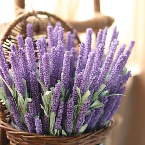 3 Pieces /Bundle Provence Lavender 12 Heads Artificial Flowers Fake Plant Plastic Slik Wedding Home Decorative