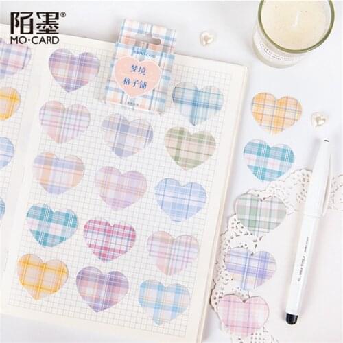 46 pcs/set The Dream Land Grid Hearts Paper Sealing Stickers Scrapbooking DIY Sticker Decorative Diary Stationery