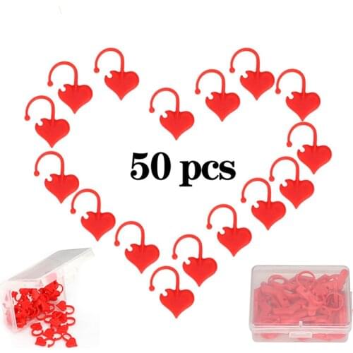 50PC Heart Knitting Stitch Counter Crochet Locking Stitch Markers Stitch Needle Clip Knitting Crochet Markers