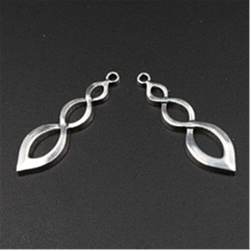 8pcs Silver Plated Fashion Art Style Curve Wavy Earrings Necklaces DIY Charm Metal Jewelry Crafts Pendants 38*11mm A547
