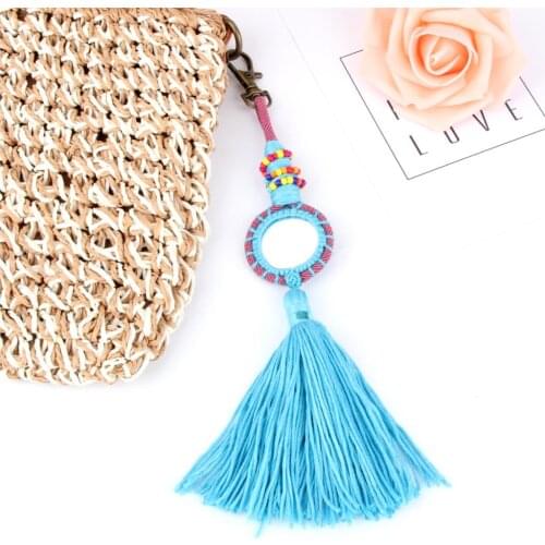 1Pc Tassels Bag Charms Keychain Bohemia Handcraft Car Women Strawbag Gift Ornament Jewelry Supplies E2711/E2712