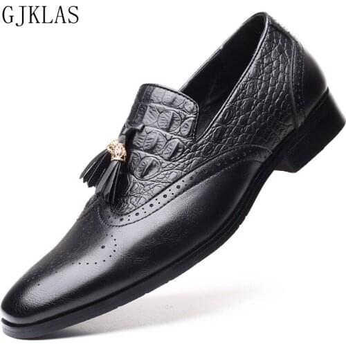 Brogues for Men Loafers Dress Business Shoes Men Tassels Big Size 47 48 Formal Oxford Shoes for Men Leather Italian Shoe Office