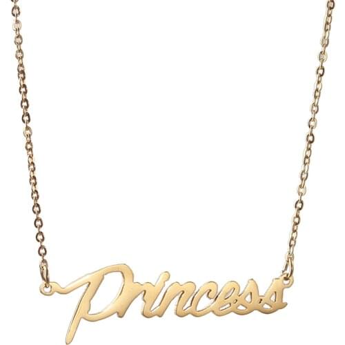 Gold Color Chains Customized Choker Necklace Personalized Letter Princess Stainless Steel Necklace For Wife Girlfriend Gift