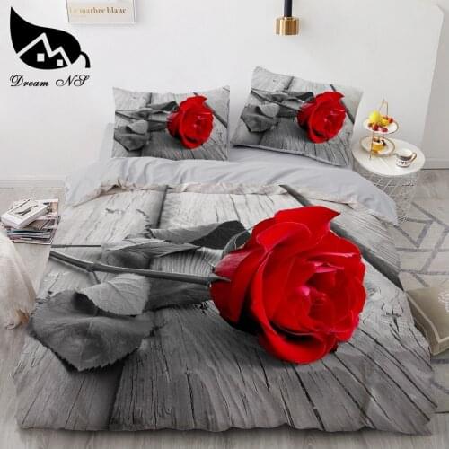 Dream NS king size Luxury 3D Rose Bedding set Red color Bedclothes Comforter Cover Set Bed Pillowcase for wedding juego de cama
