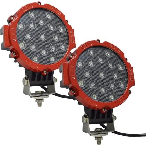 Two 7-inch 51W red round LED work strips are suitable for Jeep off-road truck vehicle auxiliary driving lights led light bar
