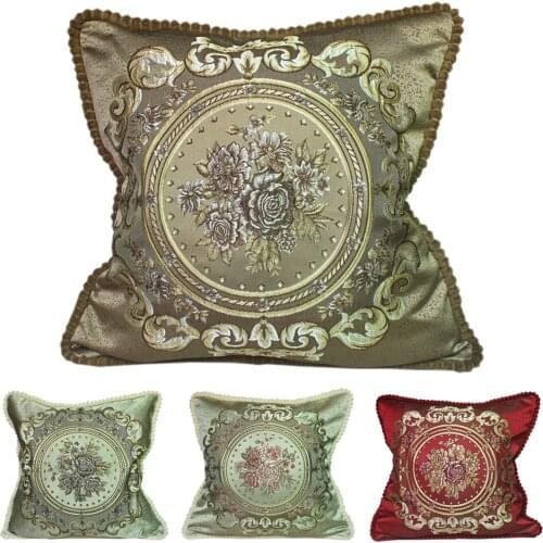 CURCYA Elegant Luxury European Style Decorative Cushion Cover Retro Jacquard Floral Royal Throw Pillow Cover Home Decor Gifts