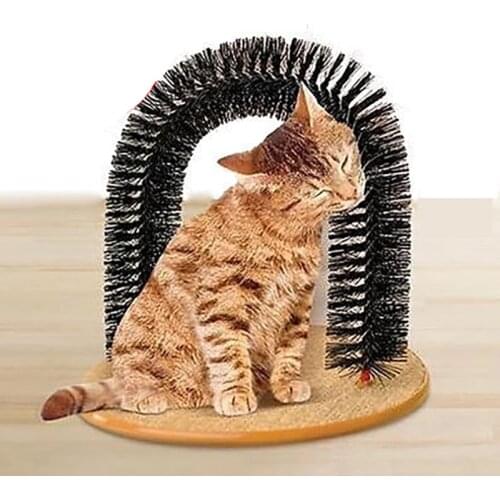 Good Arch Pet Cat Self Groomer With Round Fleece Base Cat Toy Brush Toys For Pets Scratching Devices
