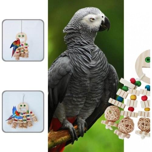 Interactive Toy Eco-friendly Pet Bird Educational Toy Wooden Parrot Training Toy Colorful Beads Bird Supplies