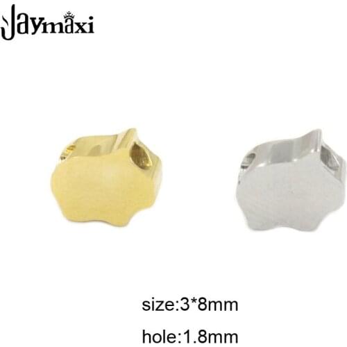 Jaymaxi Cute Pig Charm Stainless Steel 3*8mm Small Hole Beads DIY Jewelry Accessories 1.8mm Hole for Necklace