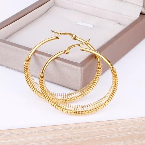 Stainless Steel Hoop Earring for Women Special style Gold Color Ear Round Party Daily Luxury Ear Jewelry New Hot 2021 E0171