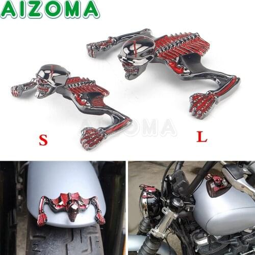 Motorcycle Skull Skeleton Ornament Visor For Harley Suzuki Ducati Triumph 4.5'' 5.75'' 7'' Headlight Fender Accent Decorative