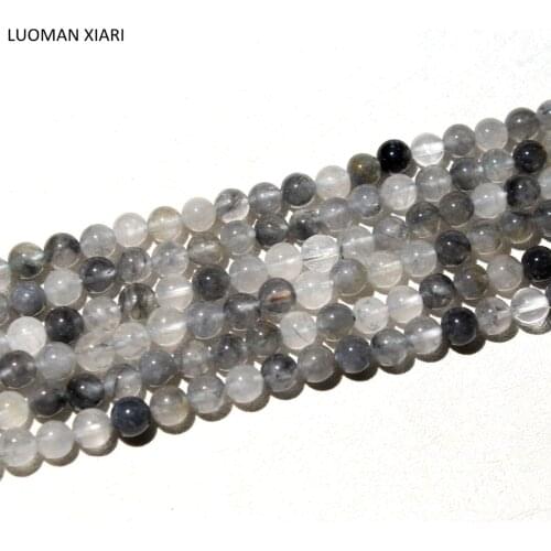 LUOMAN XIARI Round Natural Cloud Crystal Stone Beads For Jewelry Making DIY Bracelet Necklace Material 4/6/8/10/12mm Strand 15