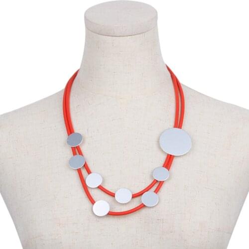 YD&YDBZ Small Round Metal Pendant Necklaces For Women Ethnic Style Multilayer Rubber Choker Chain Necklace Costume Jewelry