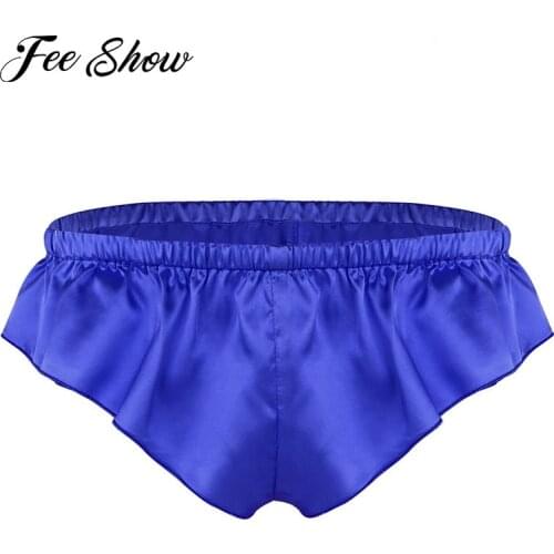 Feeshow Men Gay Lingerie Brief Sissy Panties Men Underwear Shiny Soft High Cut Solid Color Bikini Thong Briefs Underwear Panties