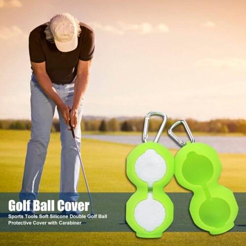Soft Silicone Waist Holder Golf Ball Protective Cover with Carabiner for 2 Balls Soft Silicone Waist Holder Sleeve
