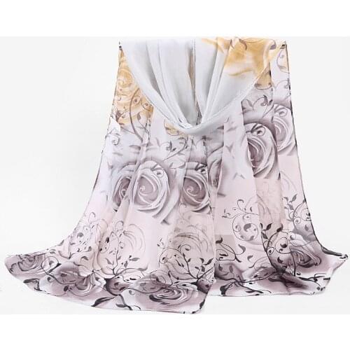 2020 NEW Rose flower print georgette chiffon scarf silk square hijab cool shawl ladies foulard femme Scarves hair bufanda mujer