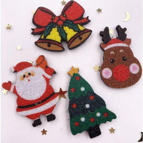 New 8PCS Felt Fabric Glitter Paillette Christmas Series Applique Halloween DIY Sewing Patch Accessorie DIY Craft Supplies SE28