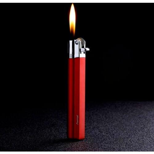 New Product Fashion Simple Gas Grinding Wheel Butane Metal Open Flame Cigarette Cigar Lighter Stain Surface Body Women Gadgets