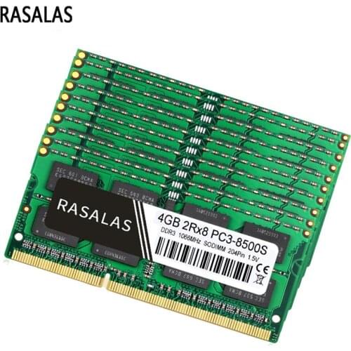 Rasalas 10PCS Memory RAM DDR3 4G Laptop 8500MHz 10600MHz 12800MHz SODIMM 1.5V Notebook Memoria RAM for DDR3